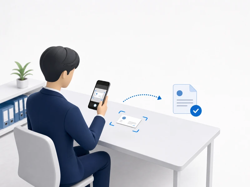 Androidスマートフォンで名刺をスキャンするイメージ