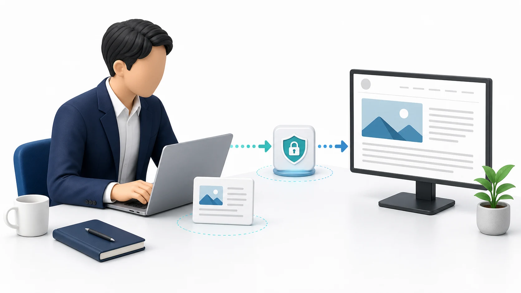 ローカルの記事を MCP 経由で WordPress へ安全に投稿するイメージ
