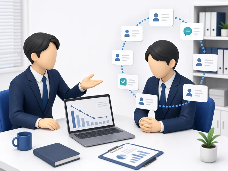 売上が伸びない原因を営業担当者に問う経営者と，本人の周りに閉じたままの顧客情報