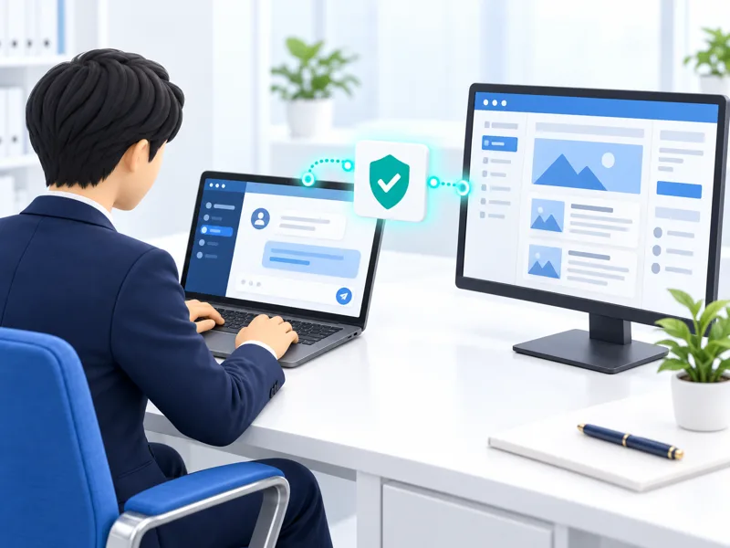 ブラウザのチャットAIが承認を経てWordPressのサイトに接続するイメージ